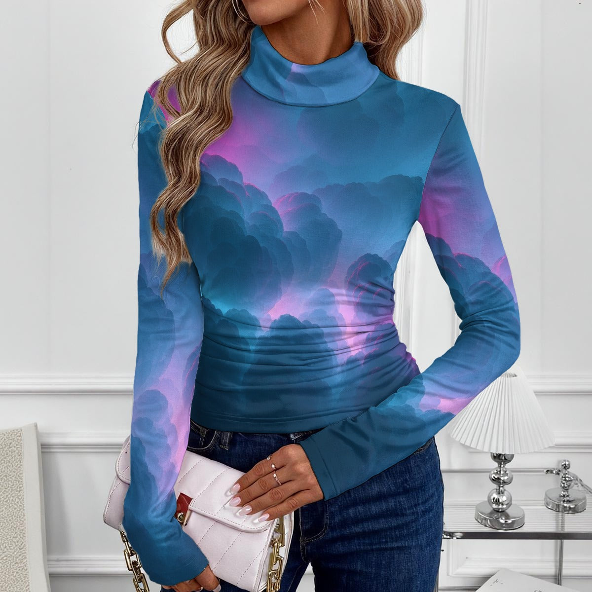 Women's Women's High-Neck Top With Long Sleeve