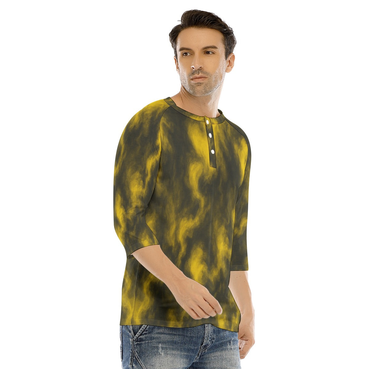 Men's Bracelet Sleeve T-shirt With Button Closure - view 2