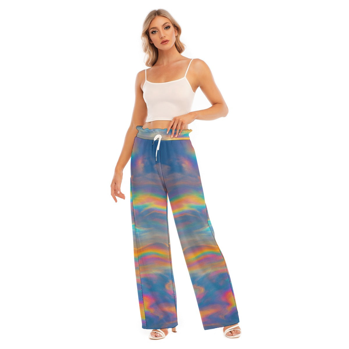 Women's Waist Fungus Edge Wide-leg Pants