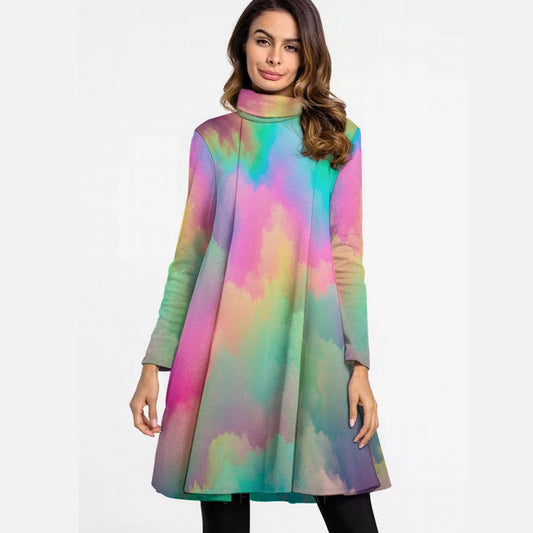Women's High Neck Dress With Long Sleeve