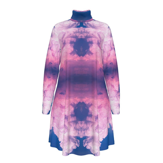 Women's High Neck Dress With Long Sleeve