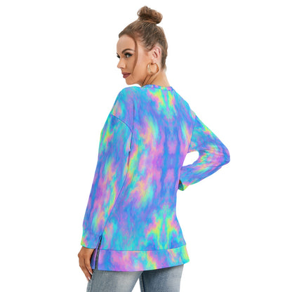 Women's Side Split O-neck Sweatshirt