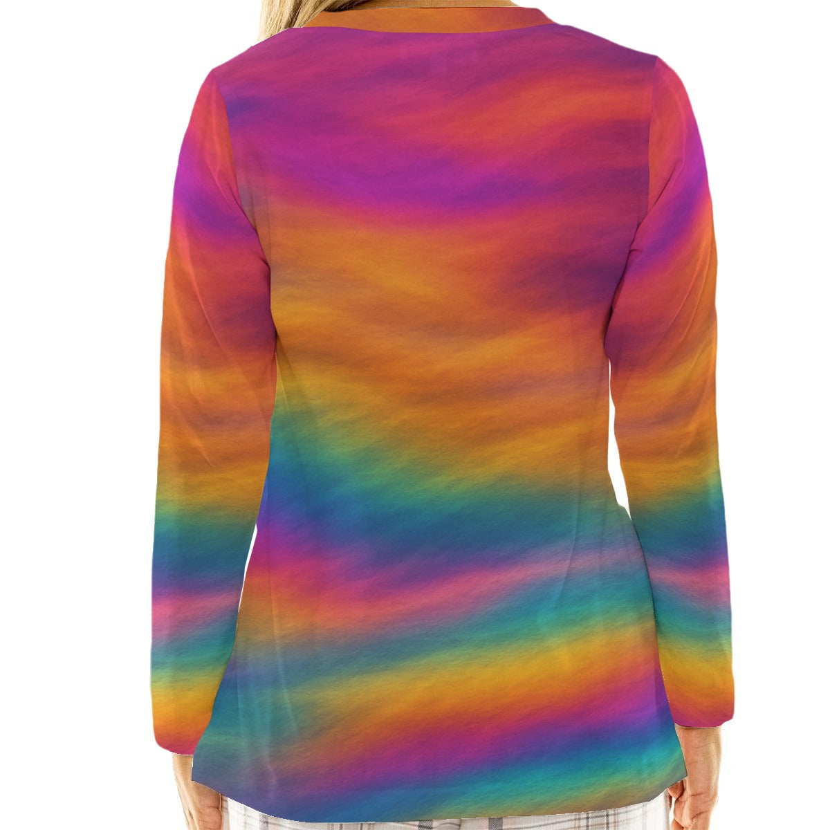 Women's Loose V-Neck T-Shirt With Long Sleeve