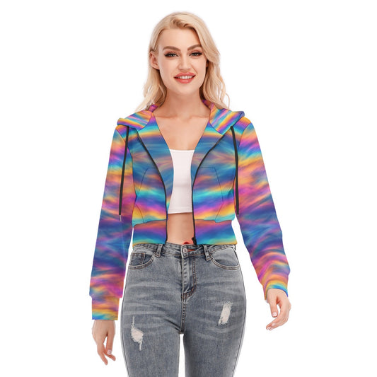 Women's Crop Top Hoodie With Zipper Closure