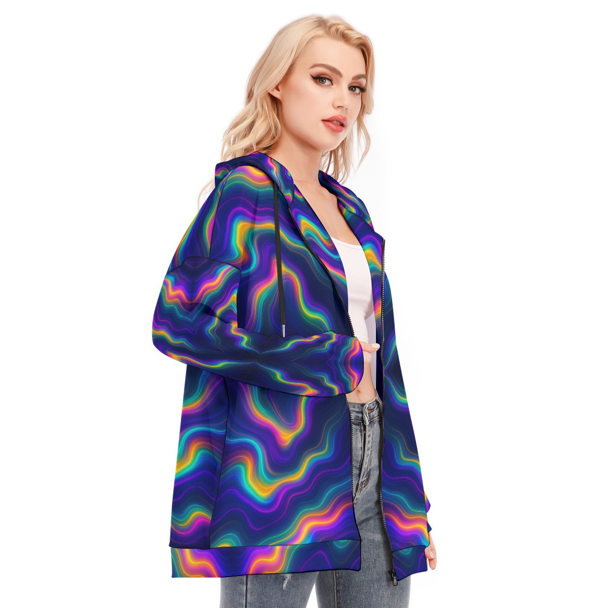 Women's Long Hoodie With Zipper Closure