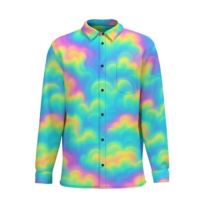 Men's Business Lapel Long Sleeve Shirt With Pocket|110GSM Imitation Flax