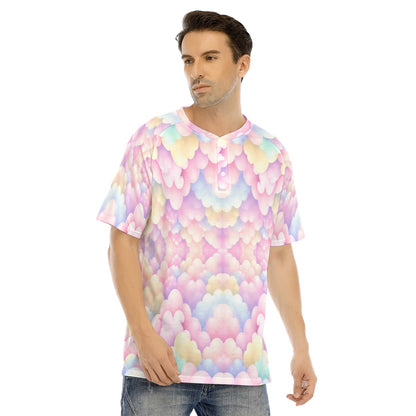 Men's Raglan Sleeve T-shirt With Button Closure