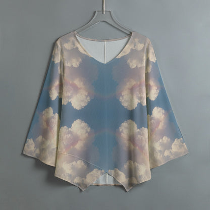 Women's V-neck T-shirt With Irregular Hem