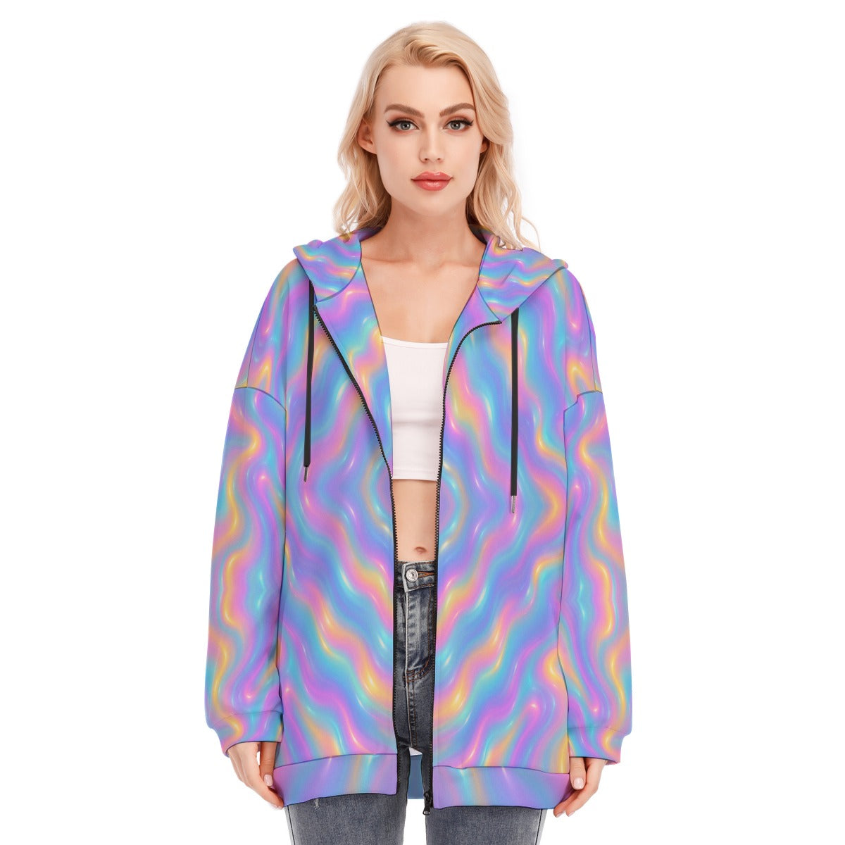 Women's Long Hoodie With Zipper Closure