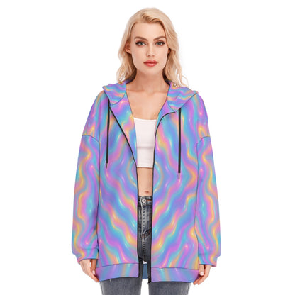 Women's Long Hoodie With Zipper Closure