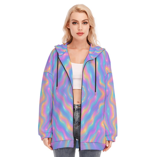 Women's Long Hoodie With Zipper Closure