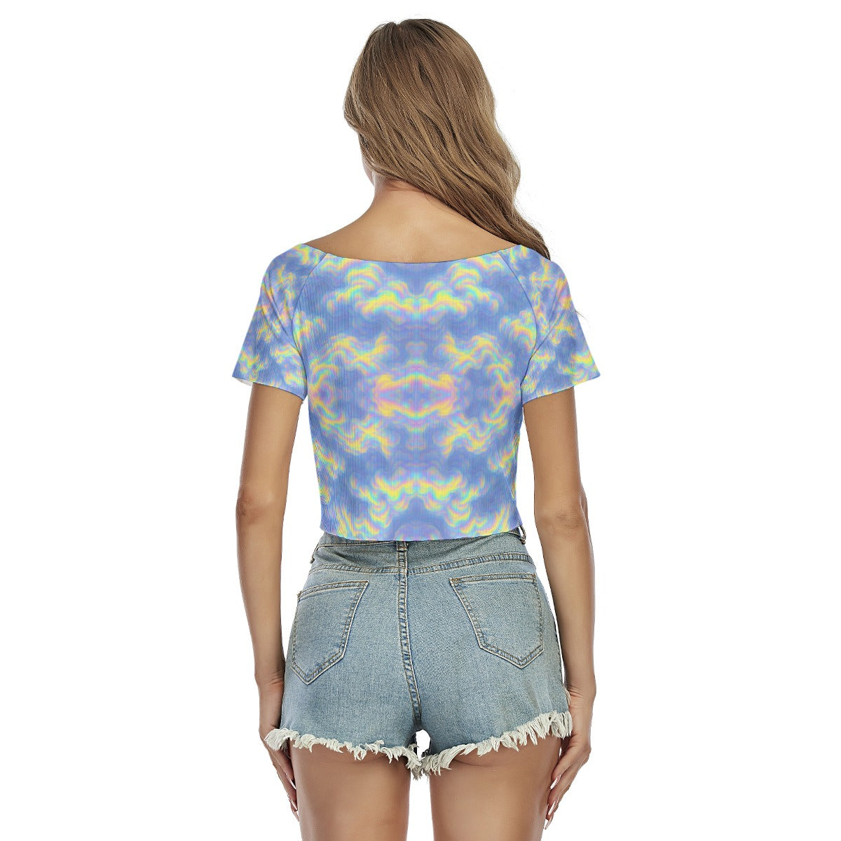 Women's Raglan Drawstring Front Crop Tee