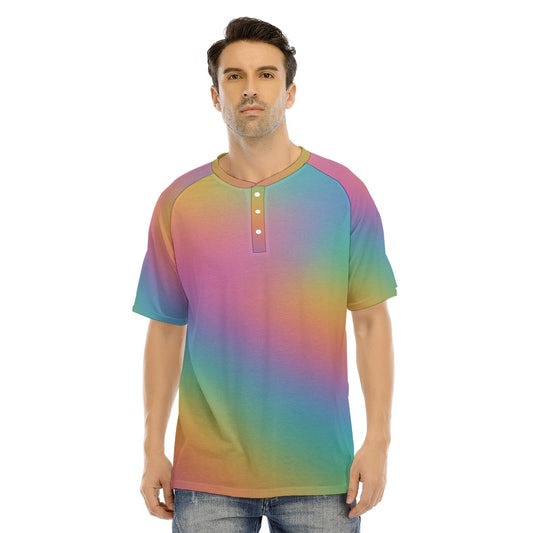 Men's Raglan Sleeve T-shirt With Button Closure