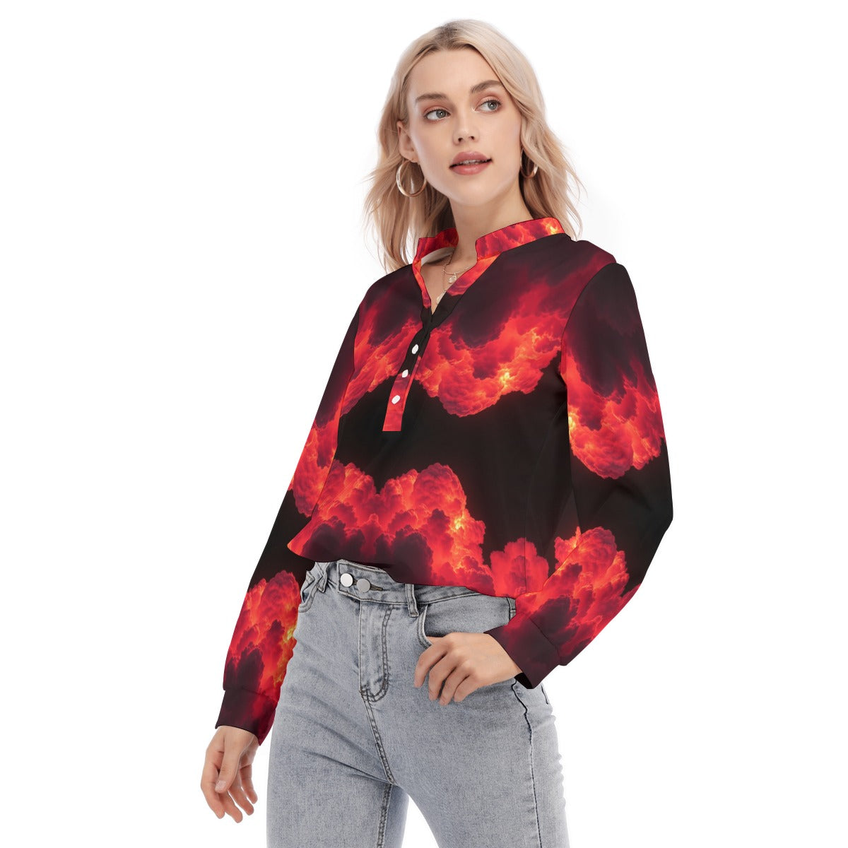 Women's Long Sleeve Blouse With Button Closure