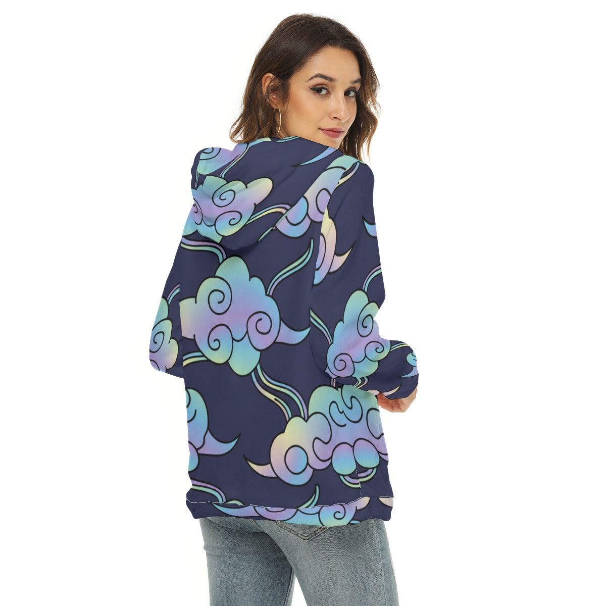 Women's Borg Fleece Hoodie With Half Zip