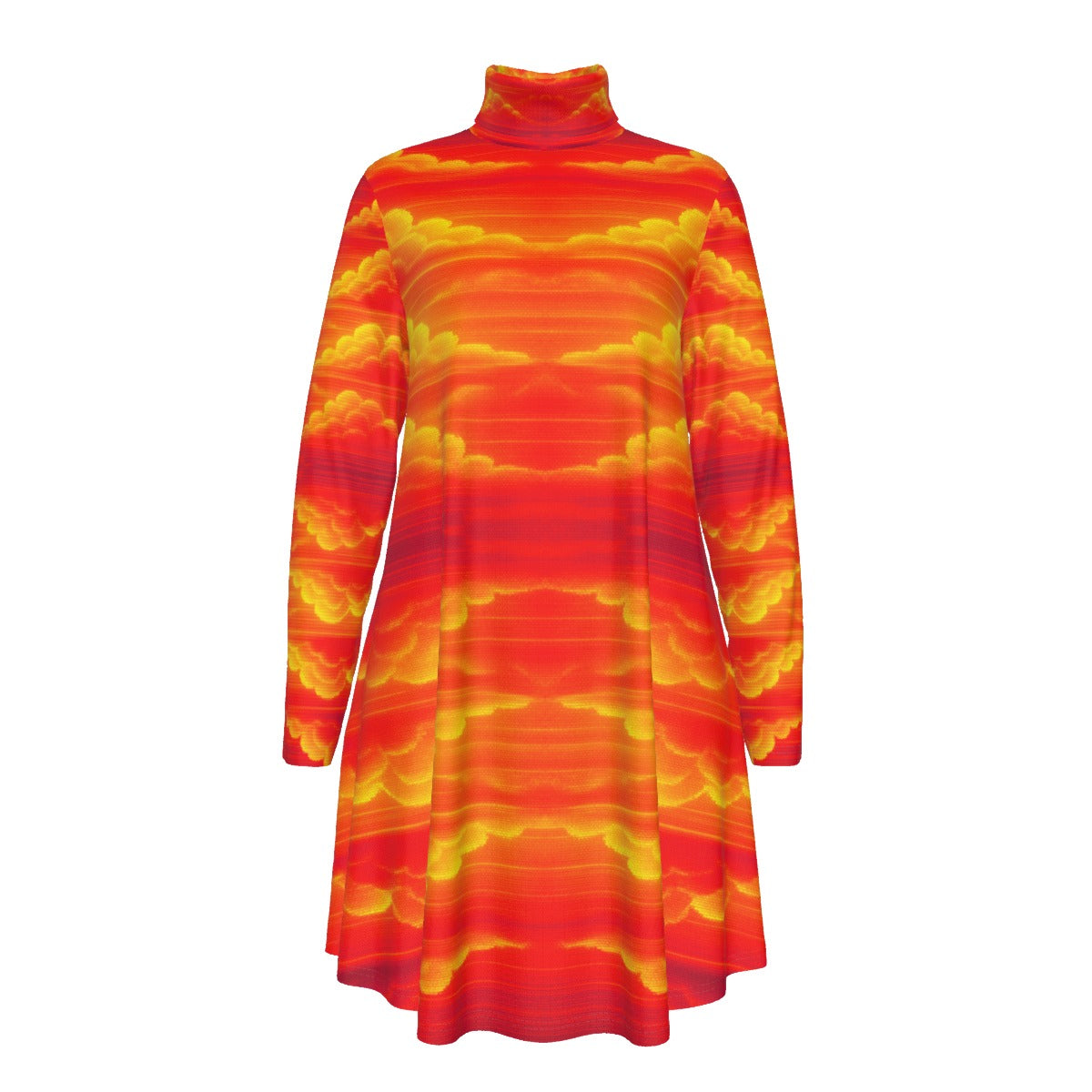 Women's High Neck Dress With Long Sleeve