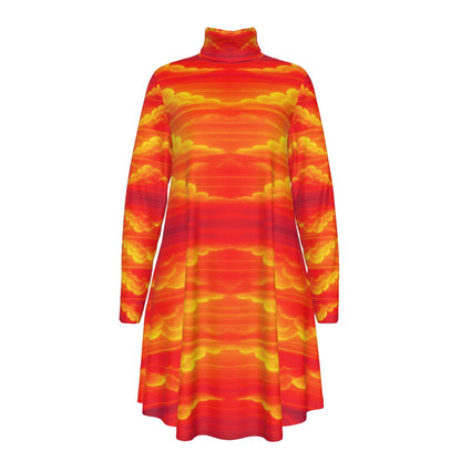 Women's High Neck Dress With Long Sleeve