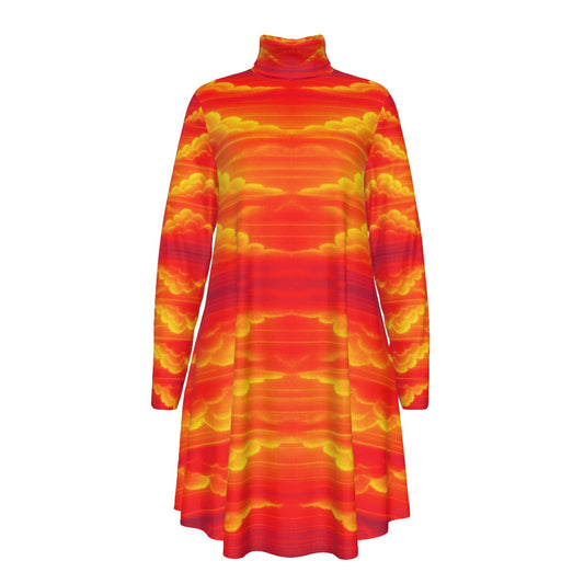 Women's High Neck Dress With Long Sleeve