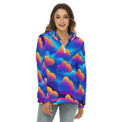 Women's Borg Fleece Hoodie With Half Zip