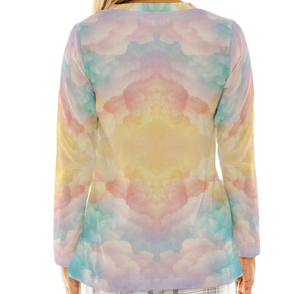 Women's Loose V-Neck T-Shirt With Long Sleeve