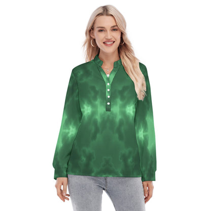 Women's Long Sleeve Blouse With Button Closure