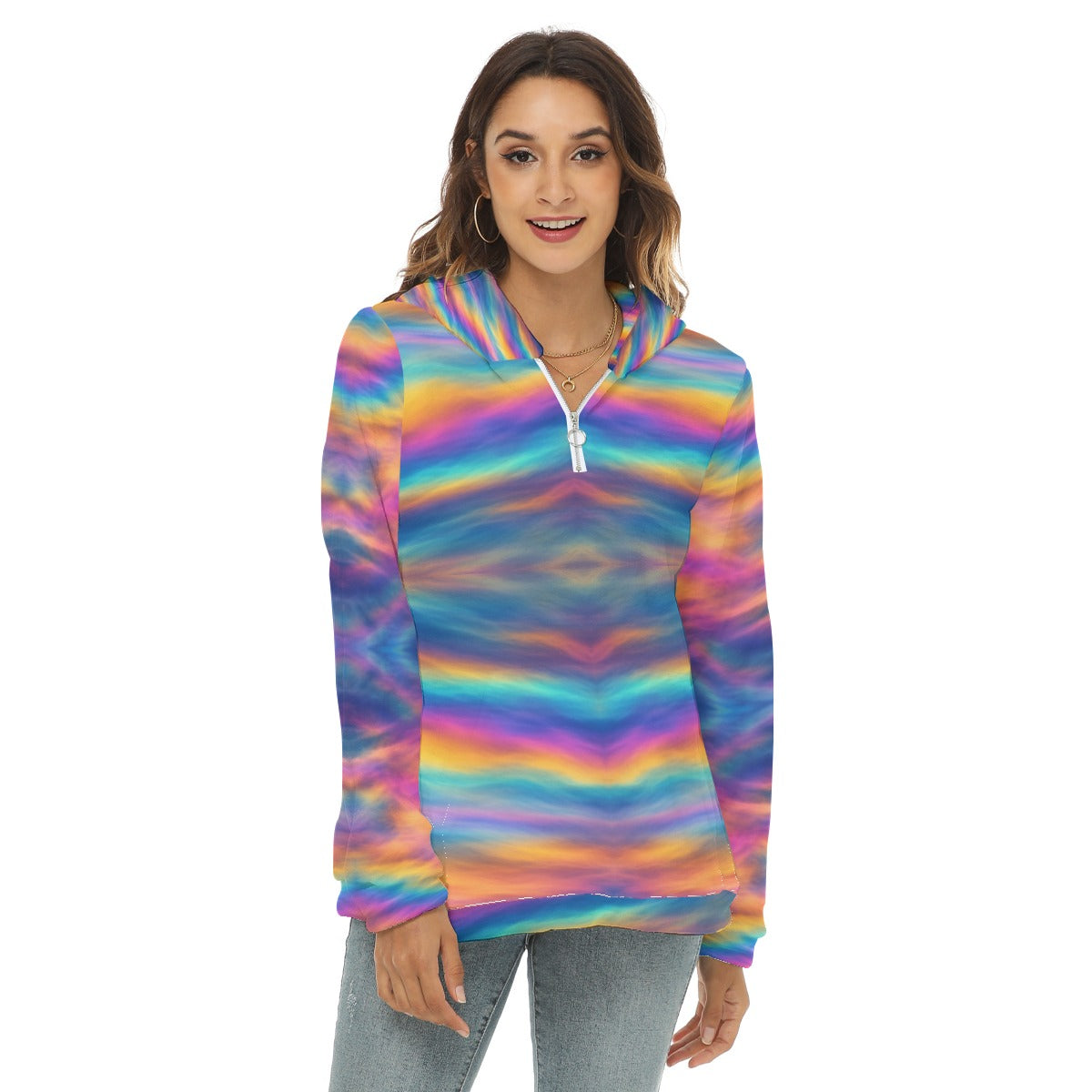 Women's Borg Fleece Hoodie With Half Zip