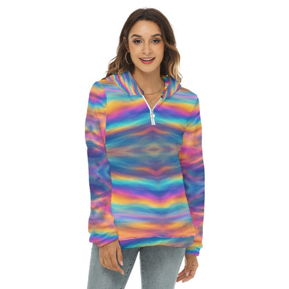 Women's Borg Fleece Hoodie With Half Zip