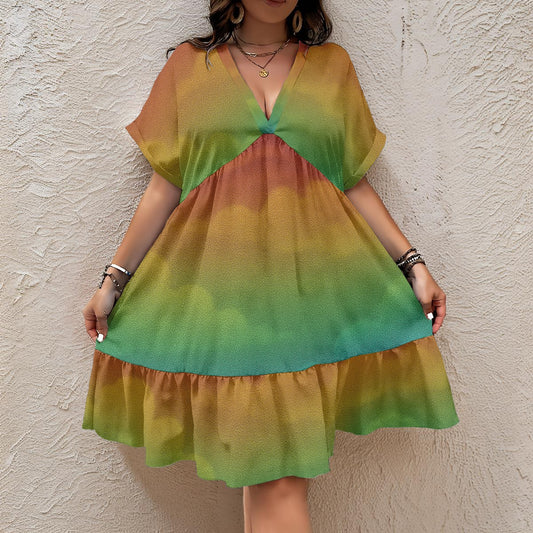 Unisex Women’s Floral V-Neck Short Sleeve Dress