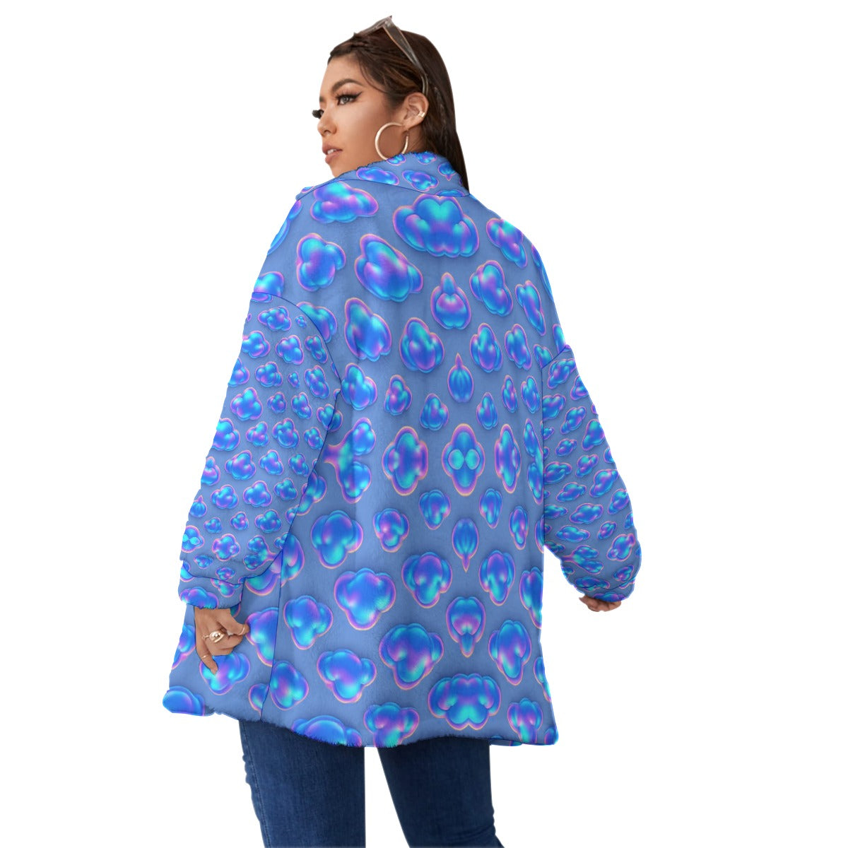 Unisex Borg Fleece Stand-up Collar Coat With Zipper Closure(Plus Size)