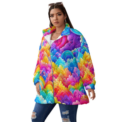 Unisex Borg Fleece Stand-up Collar Coat With Zipper Closure(Plus Size)