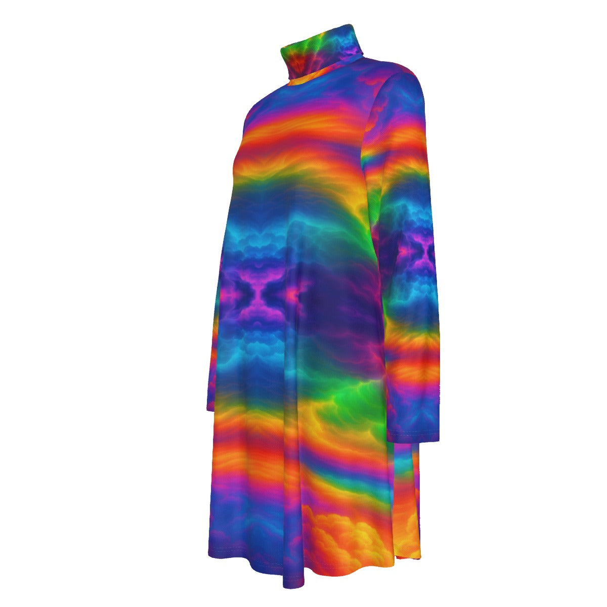 Women's High Neck Dress With Long Sleeve