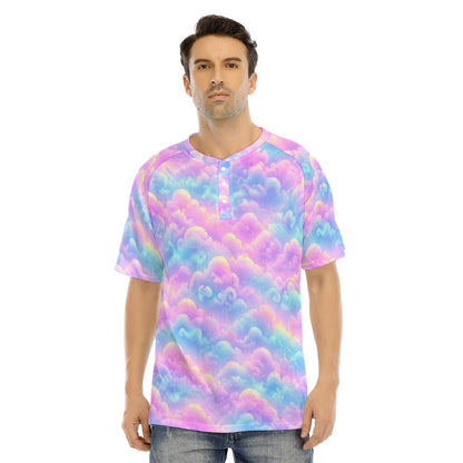 Men's Raglan Sleeve T-shirt With Button Closure
