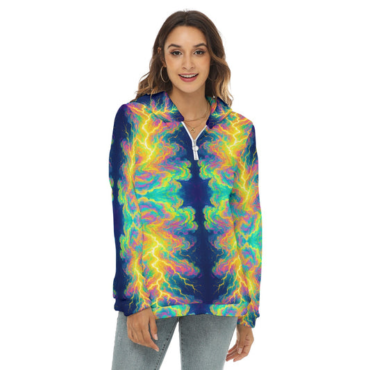 Women's Borg Fleece Hoodie With Half Zip