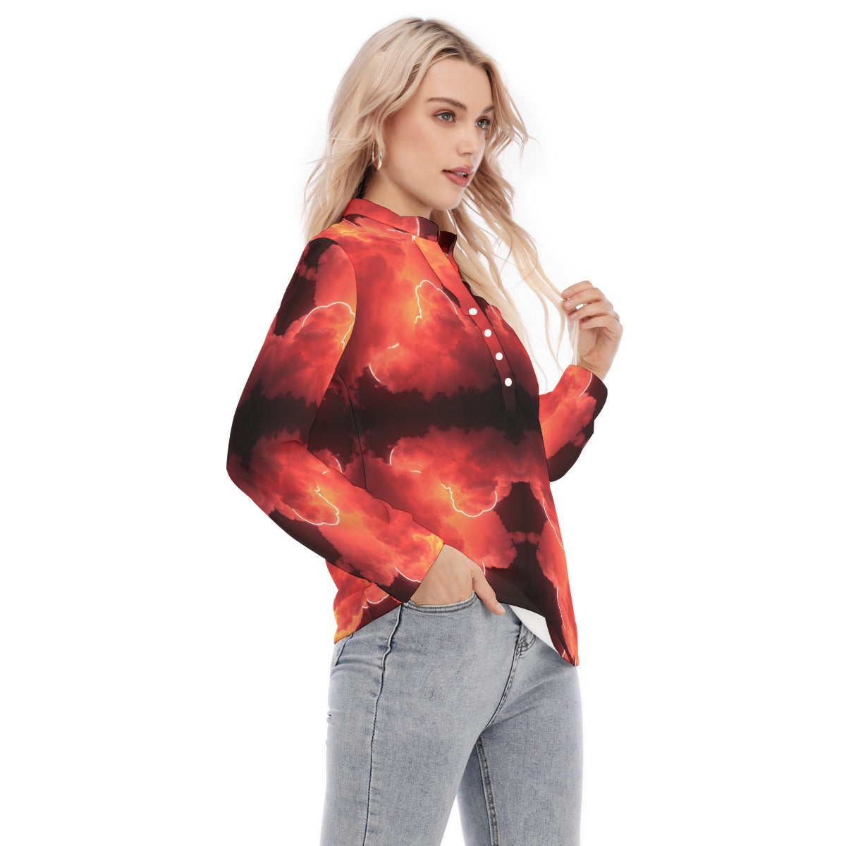 Women's Long Sleeve Blouse With Button Closure