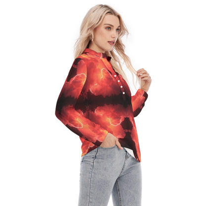 Women's Long Sleeve Blouse With Button Closure
