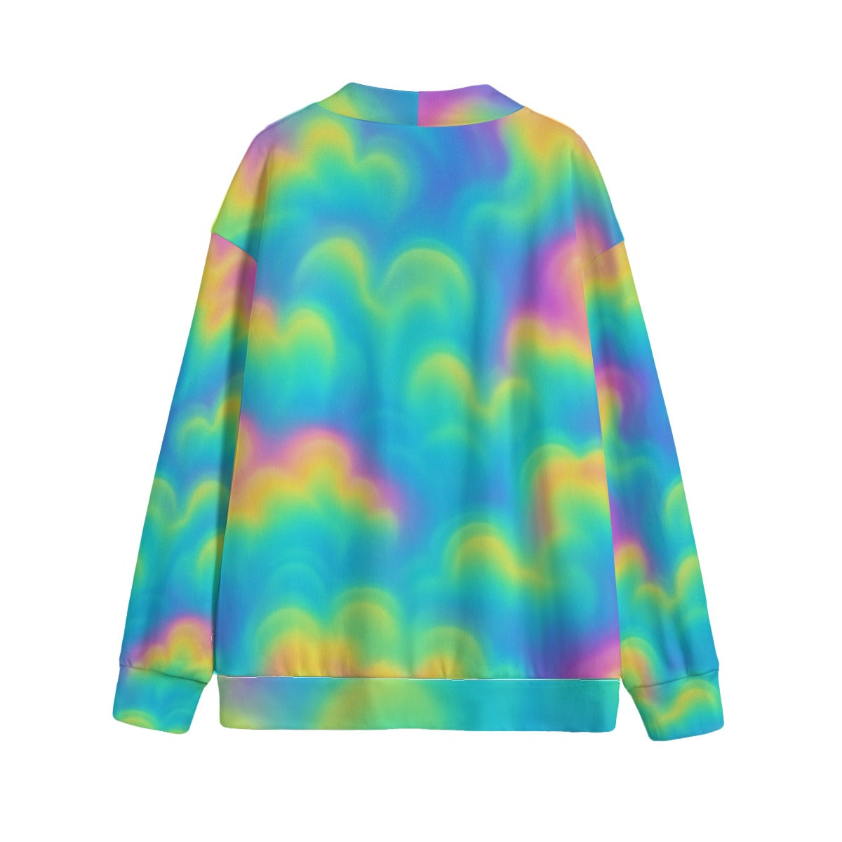 Unisex V-neck Knitted Fleece Cardigan With Button Closure