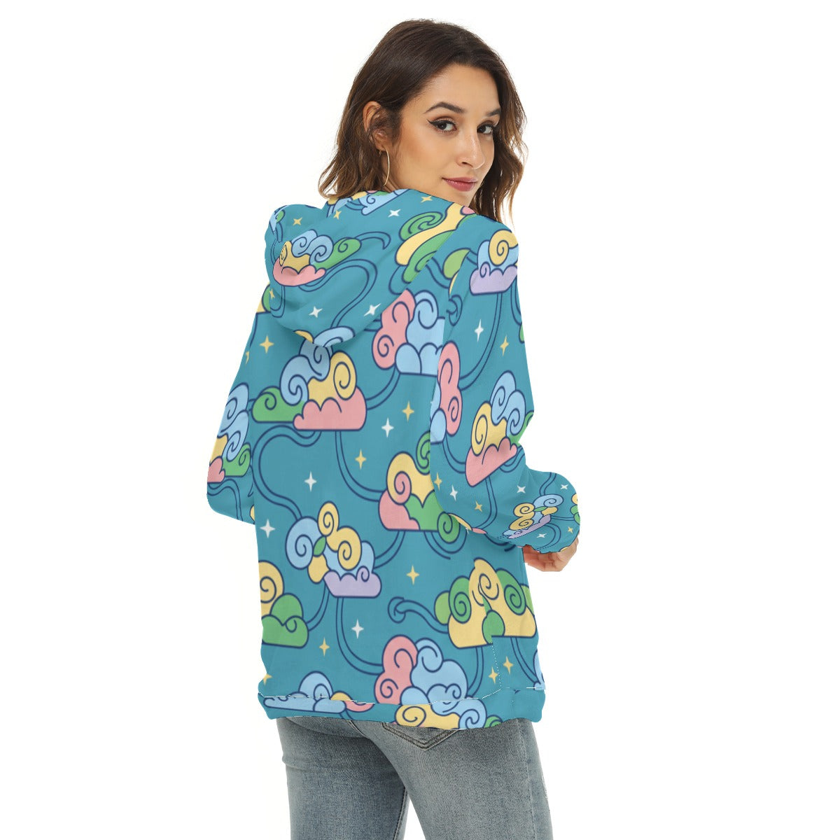 Women's Borg Fleece Hoodie With Half Zip