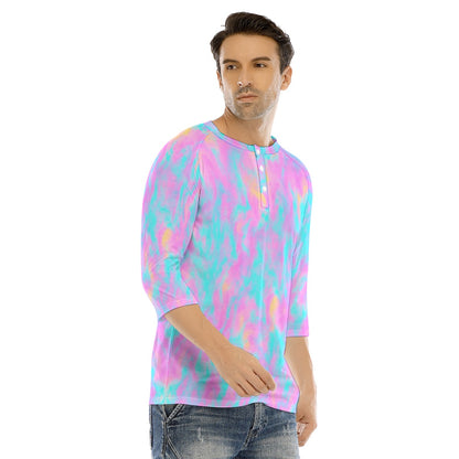 Men's Bracelet Sleeve T-shirt With Button Closure - view 2