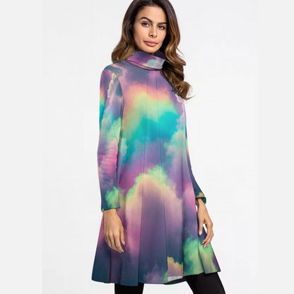 Women's High Neck Dress With Long Sleeve