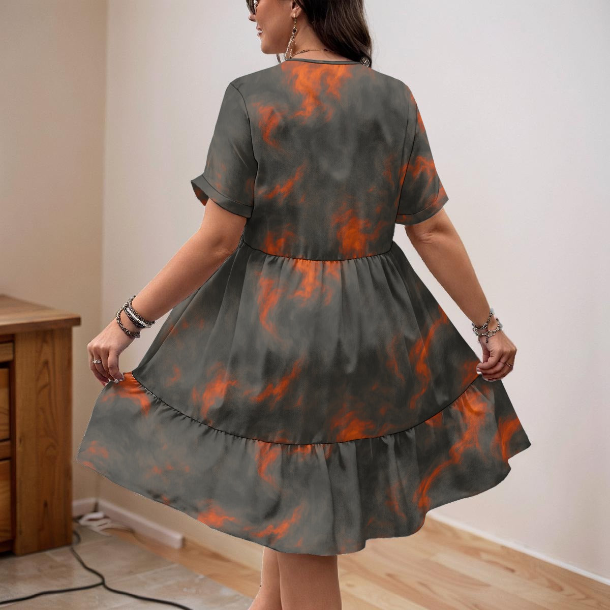 Unisex Women’s Floral V-Neck Short Sleeve Dress