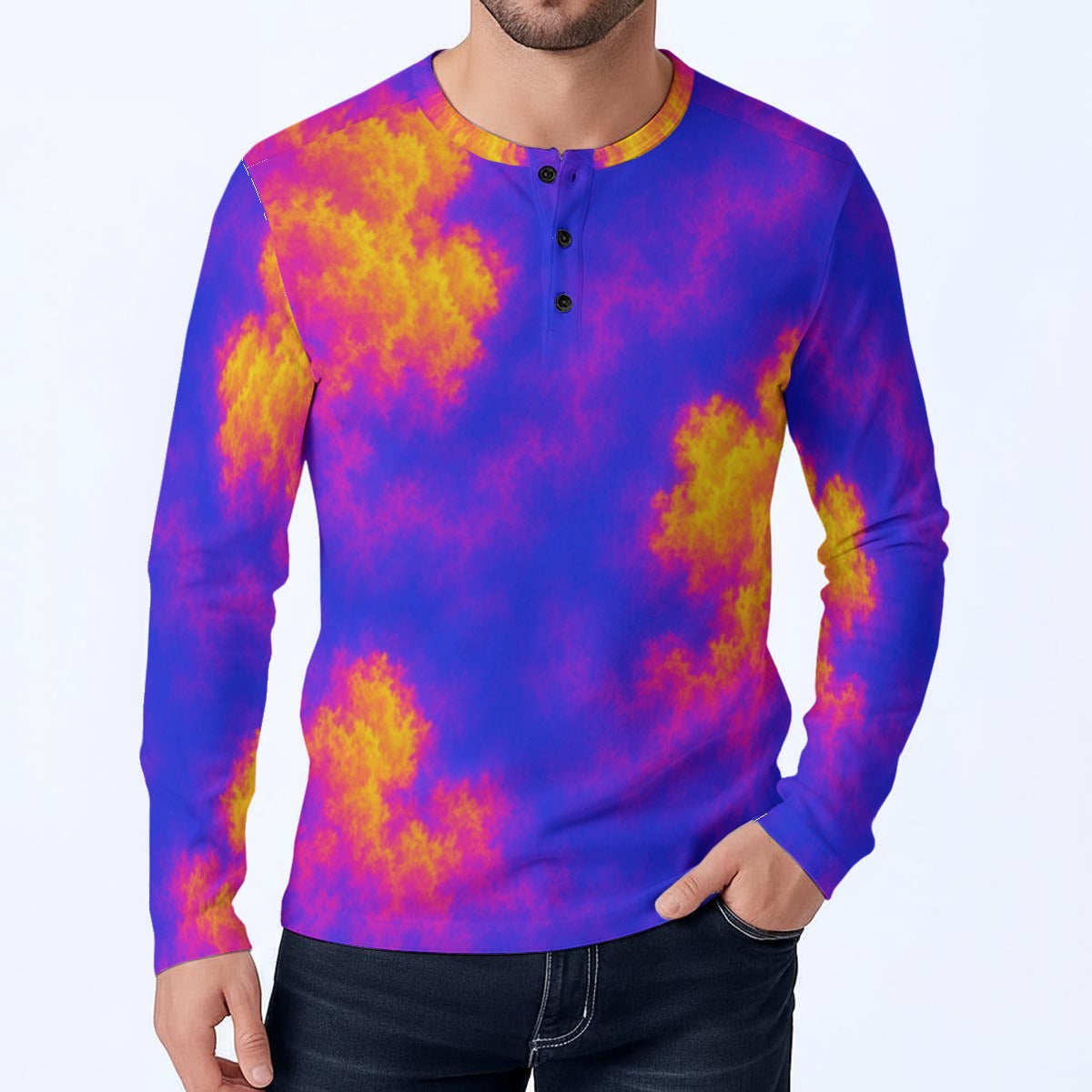 Men's Classic Long-Sleeve Henley Shirt