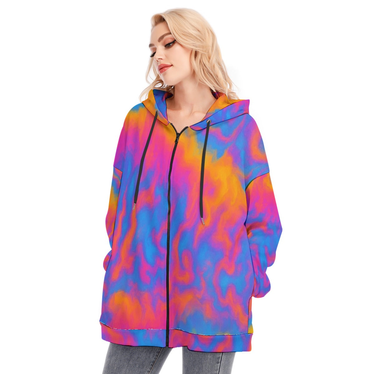 Women's Long Hoodie With Zipper Closure