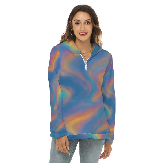 Women's Borg Fleece Hoodie With Half Zip
