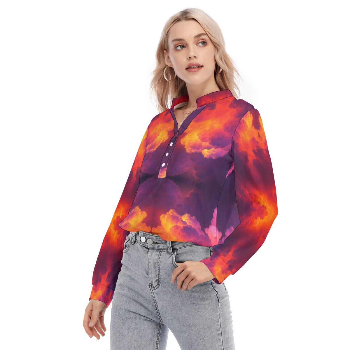 Women's Long Sleeve Blouse With Button Closure