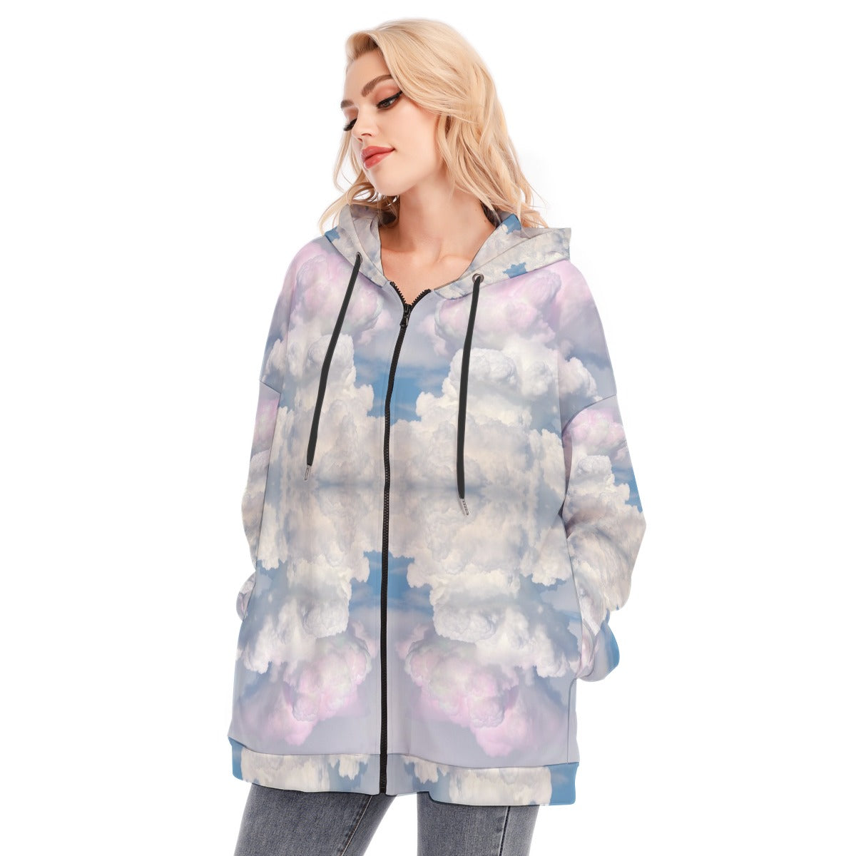 Women's Long Hoodie With Zipper Closure