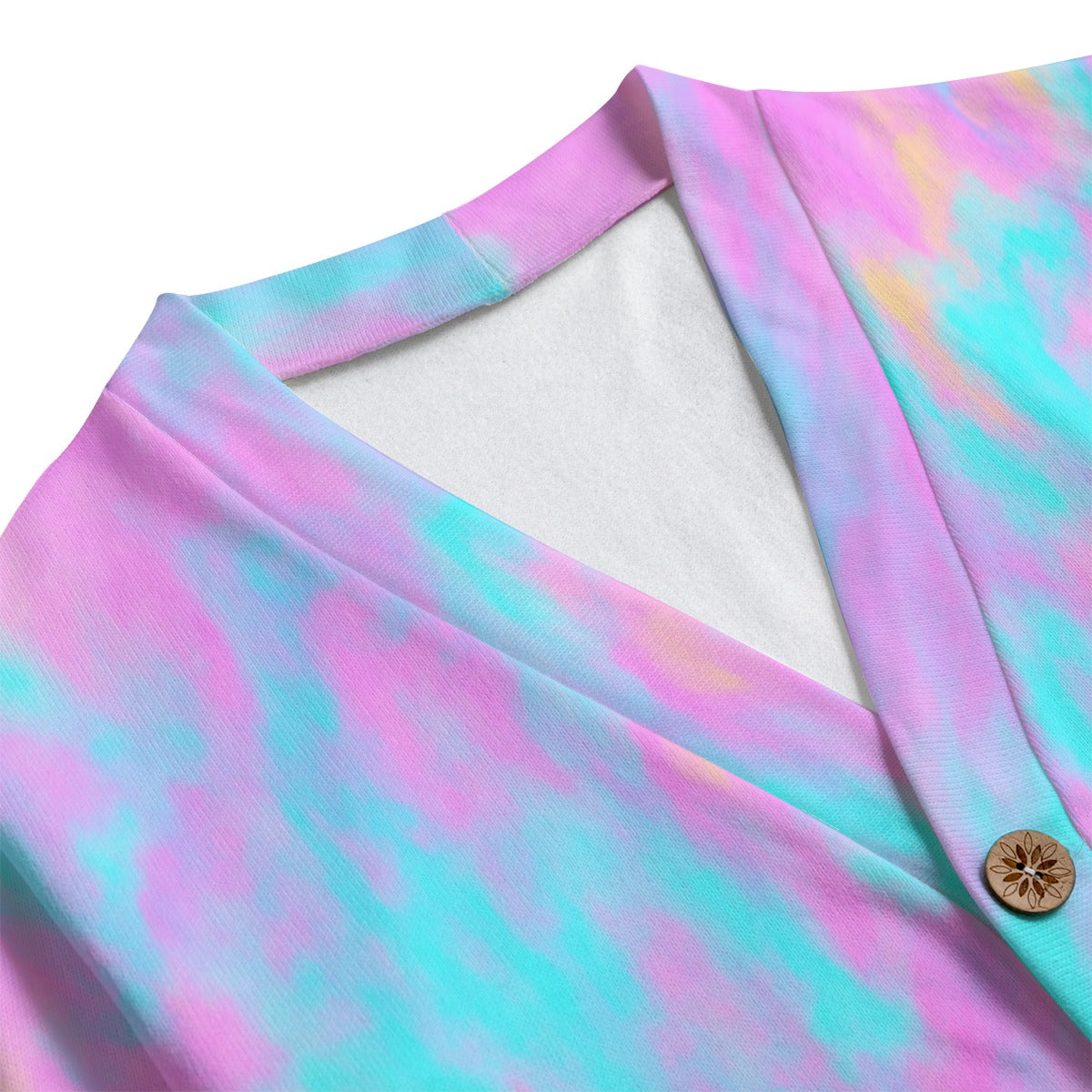 Unisex V-neck Knitted Fleece Cardigan With Button Closure