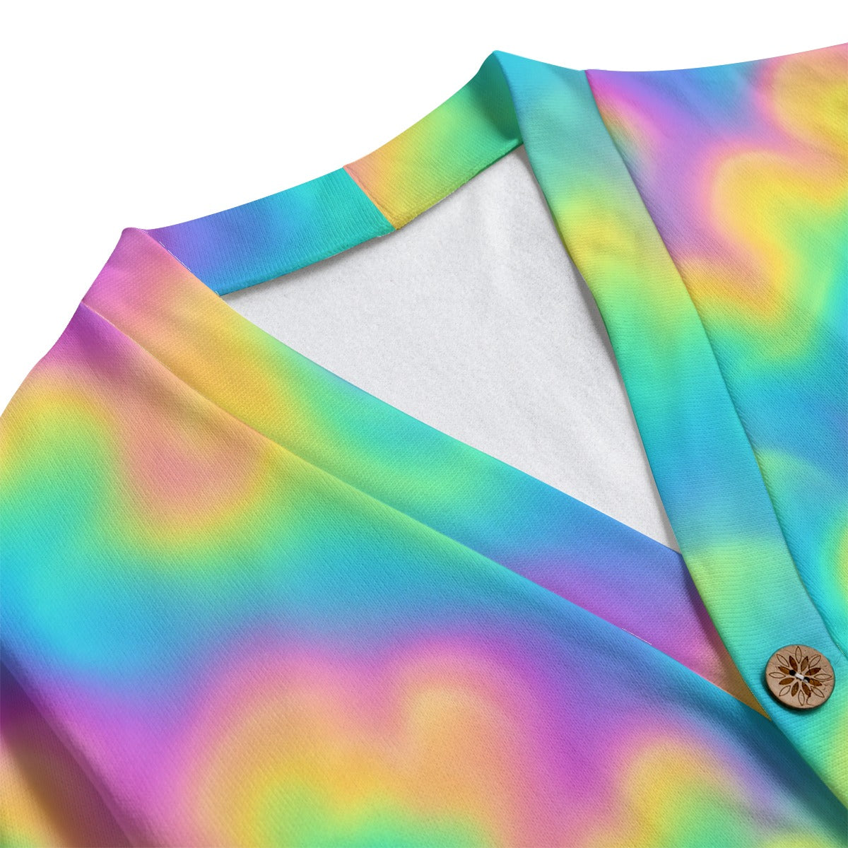 Unisex V-neck Knitted Fleece Cardigan With Button Closure