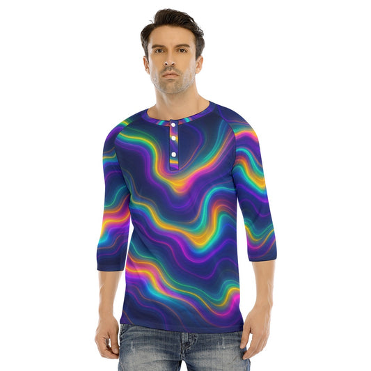 Men's Bracelet Sleeve T-shirt With Button Closure - view 1