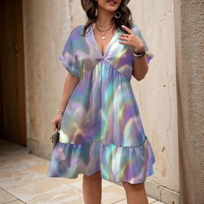 Women’s Floral V-Neck Short Sleeve Dress
