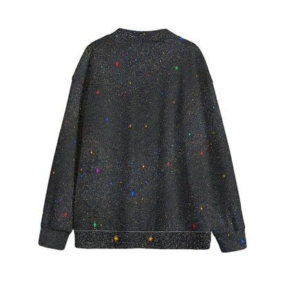 Unisex V-neck Knitted Fleece Cardigan With Button Closure